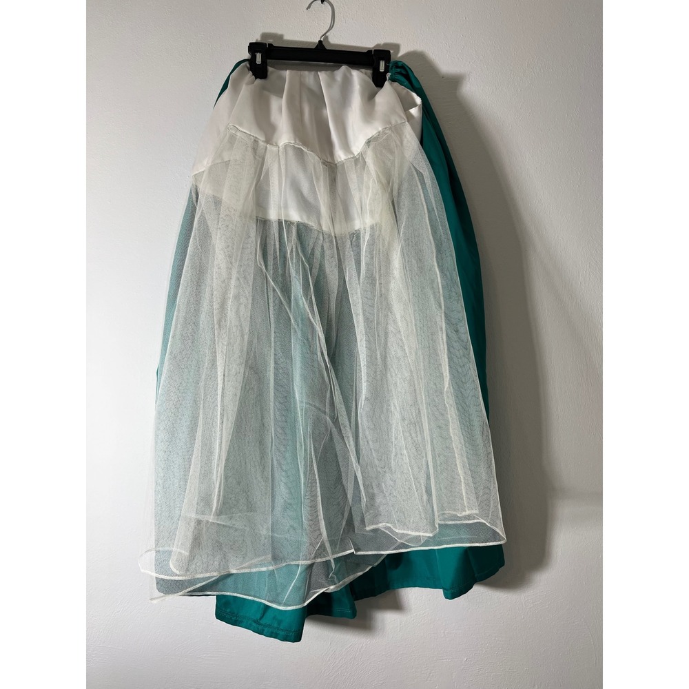 Alyce Designs Vintage Teal Strapless Ruched Satin Ballgown Prom Dress Size 6 - Picture 7 of 7